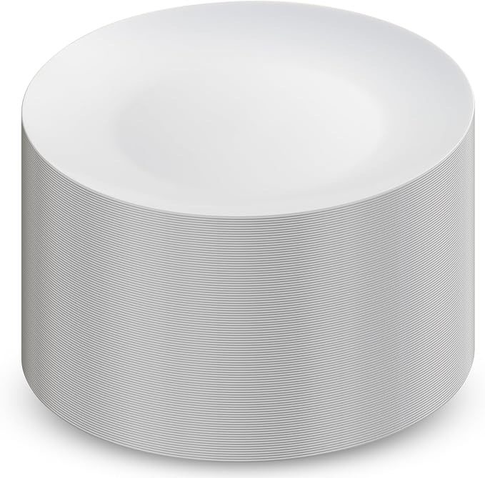100 White Plastic Plates Set, Elegant Fancy Heavy Duty Disposable Plates - Image 6