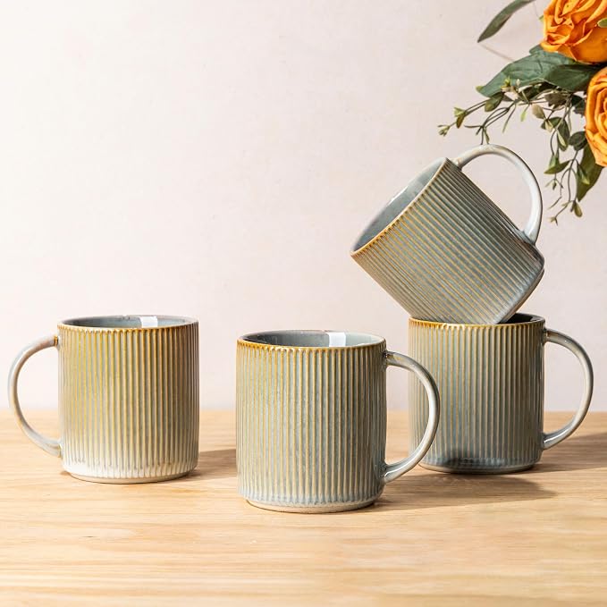 theterra Ceramic Coffee Mugs Set of 4, 14.2 oz Coffee Cups by TheTerra