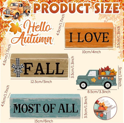 4 Pcs Thanksgiving Decoration for Home Fall Truck Decor Fall Tiered Tray Decor - Image 3