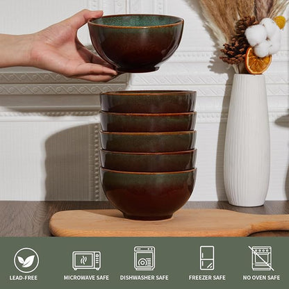 Stoneware Cereal Bowls Set of 6, 22 Oz Soup Bowls Set - Image 6