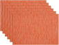 SHACOS Orange Placemats Set of 6 Woven Vinyl Place Mats for Dining Table Indoor Outdoor Wipe Clean Table Mats Thanksgiving Holiday Party Banquet Buffets Table Decor (6, Orange)