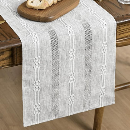 Artoid Mode Grey Farmhouse Embroidered Hollow Table Runner, Seasonal Kitchen by ArtoidMode