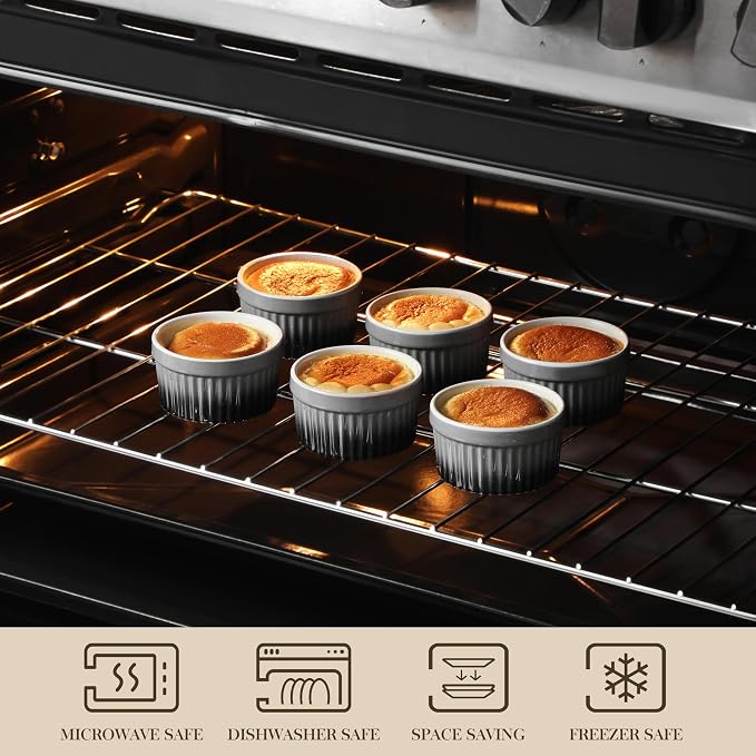 MALACASA Ramekins 4 oz Oven Safe, Small Ceramic Souffle Dishes - Image 4