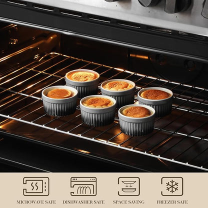 MALACASA Ramekins 4 oz Oven Safe, Small Ceramic Souffle Dishes - Image 4