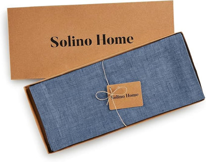 Solino Home 100% Pure Linen Table Runner Blue Denim, Athena 14 x 144 in | Table - Image 5