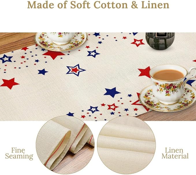 4th of July Table Runner, American Stars Patriotic Independence Day Table Runner - Image 6