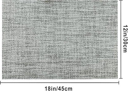 DACHUI Placemats Set of 6, Linen Look Woven Place Mats, Water Resistant, Heat Resistant, Washable, Durable Table Mats (Light Grey)