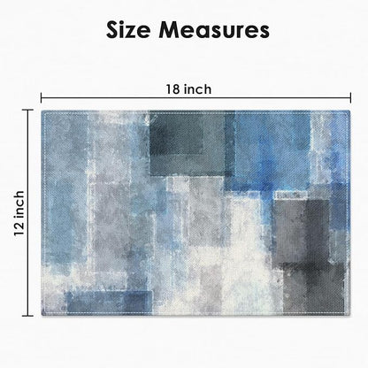 Emvency Farmhouse Placemats Set of 4, Abstract Blue and Gray Art Painting 12x18 Inch Table Mats for Outdoor Home Party Kitchen Dining Decoration