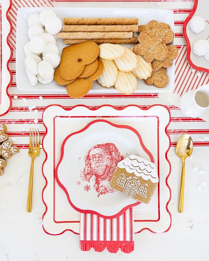 Red Striped Christmas Dinner Napkins, 4.25" x 7.75" Festive Holiday Table Décor - Image 2