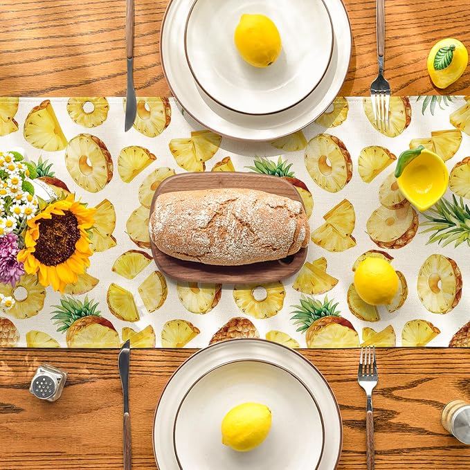 Artoid Mode Pineapple Fruit Spring Summer Table Runner, Seasonal Kitchen Dining - Image 3