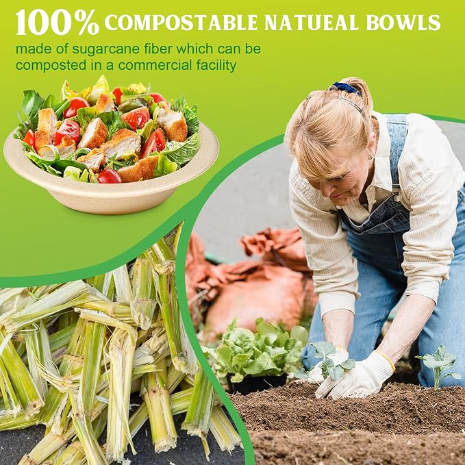 greensight 16oz Paper Bowls Bulk 200 Pack Disposable Heavy Duty Compostable | - Image 4