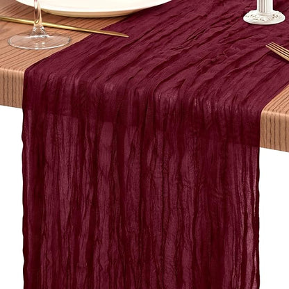 18 Pack Cheesecloth Table Runner 10FT Burgundy Red Table Runner Boho Gauze - Image 9