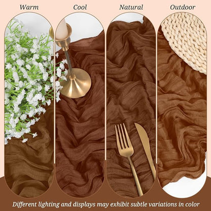 Pesonlook Cheesecloth Table Runner Brown, 10 Pack 17.7x108 inch, Long | Rustic - Image 6