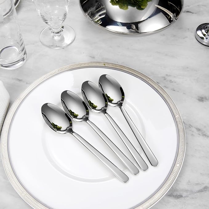 Premium Aline 4-Piece 7.4-Inch Dinner Spoon Set | 18/10 Stainless Steel Dinner - Image 3