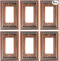 6-Pack Decorator Outlet Cover Plate, Decorative Switch Plates and Outlet Covers, Antique Copper Metal Wall Plates for Electrical Outlets, Receptacle, GFCI Outlet, Dimmer Switch