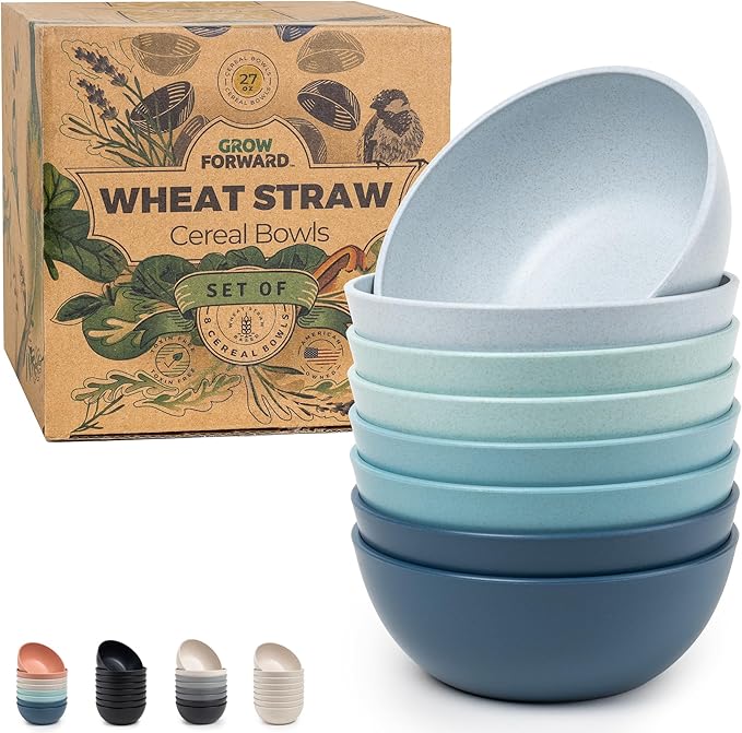 Grow Forward Premium Wheat Straw Bowls Set of 8 by GrowForward