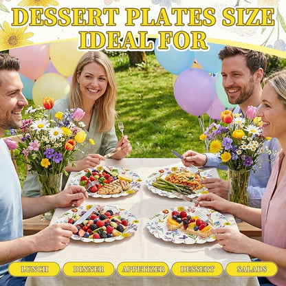 40 Pcs Spring Floral Paper Plates | 7 Inch Assorted Wildflower Disposable - Image 6