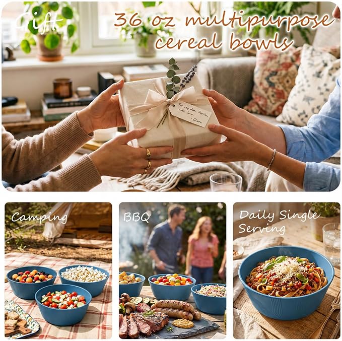 PYRMONT Large Salad Bowl 36 Oz Wheat Straw Bowls Set of 8 Alternative Plastic - Image 8