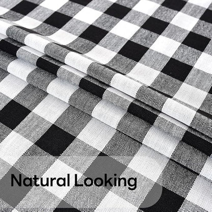 Gingham Tablecloth Rectangle Table Cloth Heavy Duty Cotton Checkered Table Cover for Spring Picnic Kitchen Dining(C-Black, 52x70 inch)