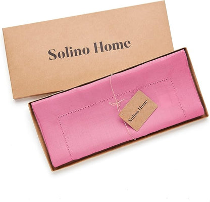 Solino Home 100% Pure Linen Dining Table Runner Flamingo Pink, 14 x 36 in | - Image 6