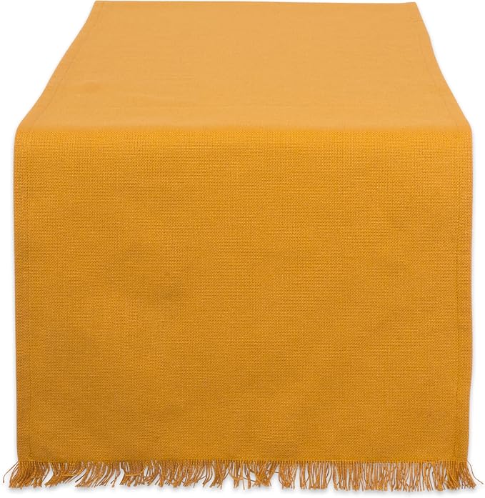 DII Everyday Collection, Fringed Solid Tabletop, Table Runner, Pumpkin Spice by DII