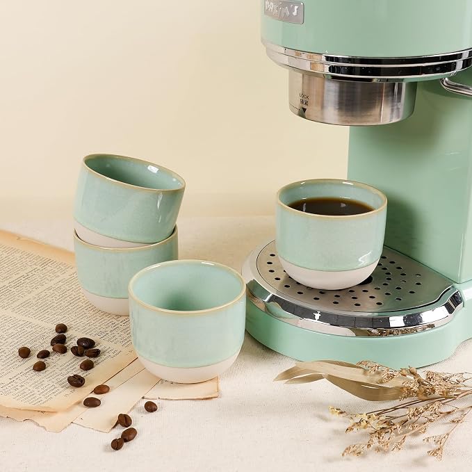Ceramic Espresso Cups Set of 4, Double Walled Espresso Coffee Mugs - Image 7