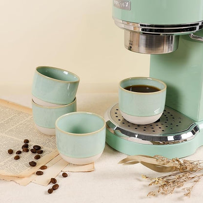 Ceramic Espresso Cups Set of 4, Double Walled Espresso Coffee Mugs - Image 7