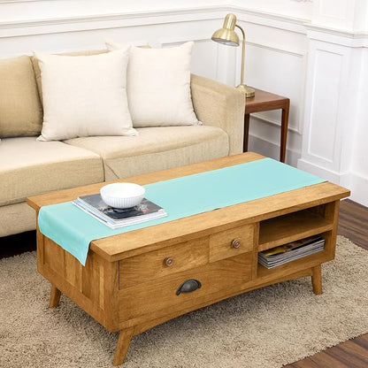 Solino Home Cotton Linen Dining Table Runner Pastel Turquoise, 14 x 48 in | by SolinoHome