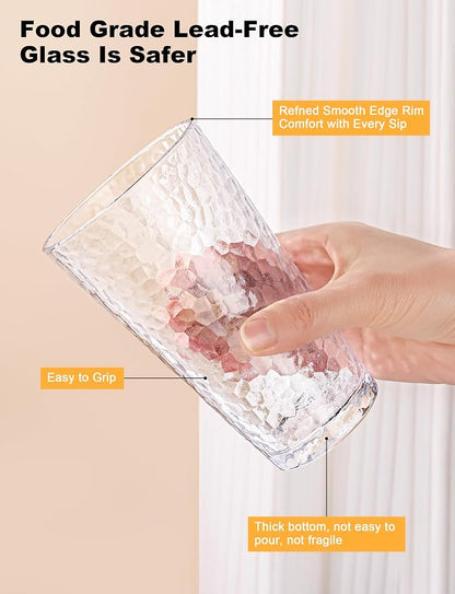 Amyoole Drinking Glasses Set of 8, 16oz Clear Highball Water Glasses | - Image 6
