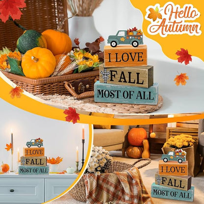 4 Pcs Thanksgiving Decoration for Home Fall Truck Decor Fall Tiered Tray Decor - Image 5
