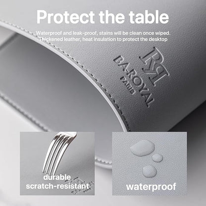 Faux Leather Placemats Set of 4 Vinyl Washable Wipeable Table Mats for Kitchen Dining Table Heat Resistant Waterproof Modern Indoor/Outdoor Placemats Non-Slip Easy Clean Place Mats (Gray)