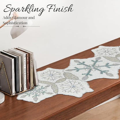 ALPHA Living HOME 36-Inch Beaded Table Runner, Glitz Decorative Runner - Image 9