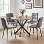 5-Piece Round Dining Table Set - Kitchen Table Chairs Set of 4 with Grey Velvet Upholstered Chairs -Dining Table Set for 4