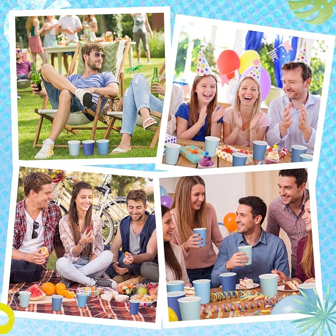Mimorou 300 Pack 8 oz Disposable Blue Paper Cups, Coffee Cups - Image 6