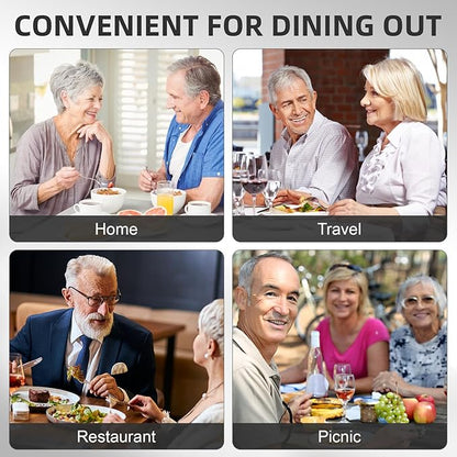 Weighted Utensils for Hand Tremors and Parkinson's Patients - 4 Piece Set of Heavy Stainless Steel Silverware for Elderly, Arthritis, Weak Hand Grip - Includes Knife,Fork,Spoons with Travel Bag,7 Oz