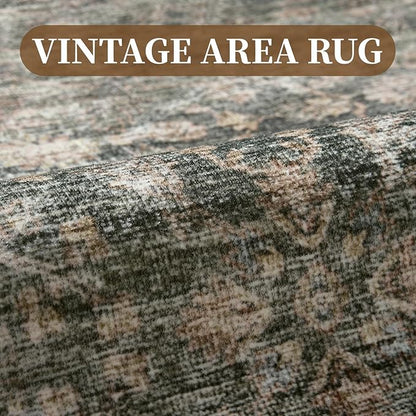 MontVoo-Vintage 2x10 Runner Rug-Soft Green Washable Runners for Hallways-Non Slip Bedside Rugs for Bedroom-Machine Washable Long Rug for Hallways Entryway Laundry Room Stair Kitchen Bathroom