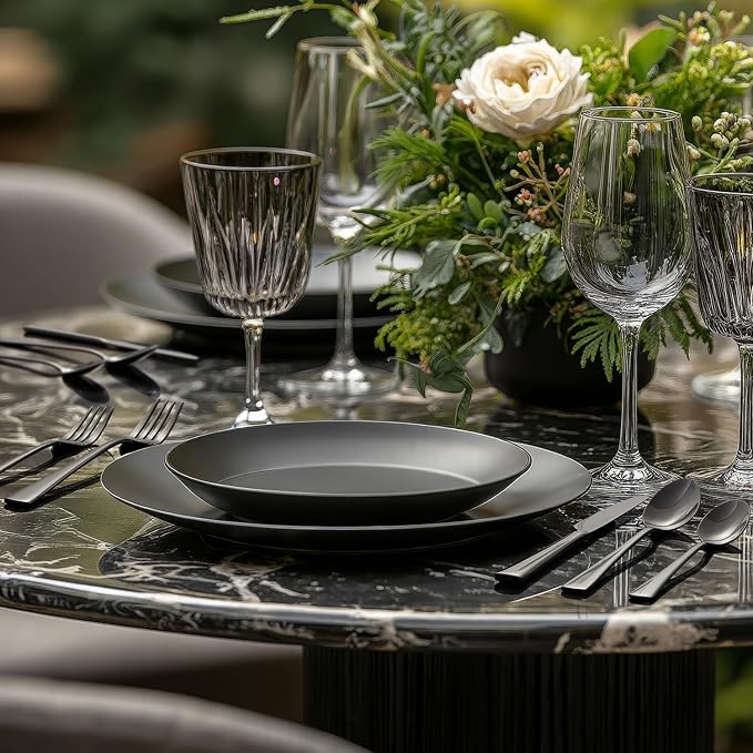 18/10 Flatware set for 8, 40 Piece Black Stainless Steel Silverware Set | - Image 8