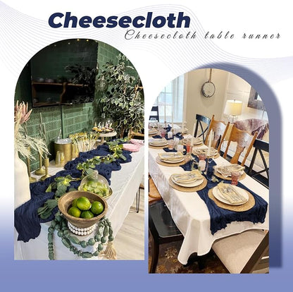 6 Pack Navy Blue Cheesecloth Table Runner 20 x 120 Inch Gauze Table Runner - Image 5