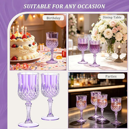 7OZ Plastic Wine Glasses, Reusable Vintage Goblets Unbreakable Drinking Glasses - Image 5