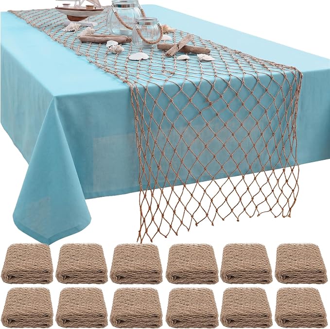 SATINIOR Fish Net Party Decorations 12 x 72'' Fishing Net Table Runner by SATINIOR
