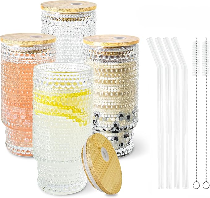 4 Pcs 11 oz Drinking Glasses Cups Set by ICESIP