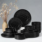 HaWare Dinnerware Sets, 18-Piece Plates and Bowls Set, Matte Black | Stoneware by HaWare