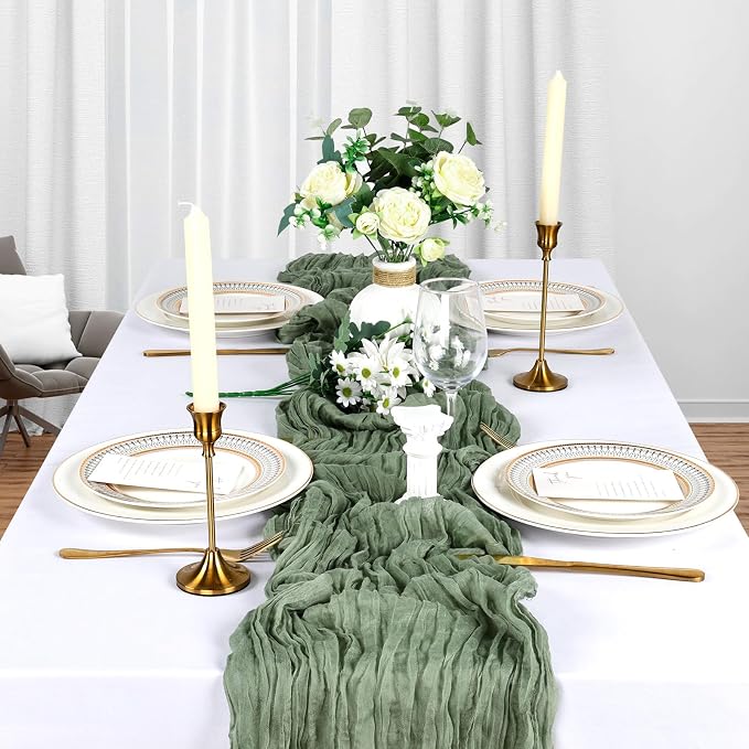 10 Pack 17 x 108 Inch Sage Green Table Runner Cheesecloth | Gauze Cheese Cloth - Image 3