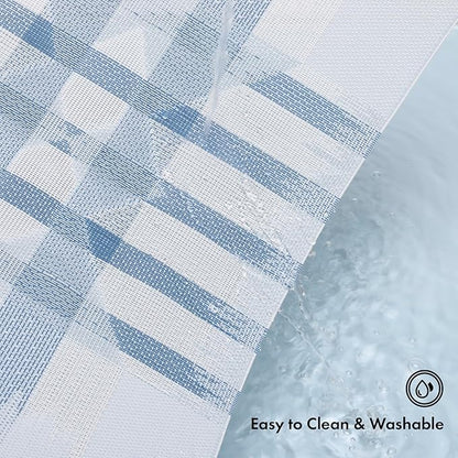 Winknowl Placemats Set of 8, Heat Resistant Stain Resistant Woven Vinyl Insulation Place mats, Durable Washable Elegant Table Mats for Kitchen Dining Table Decor (Geometric Blue)