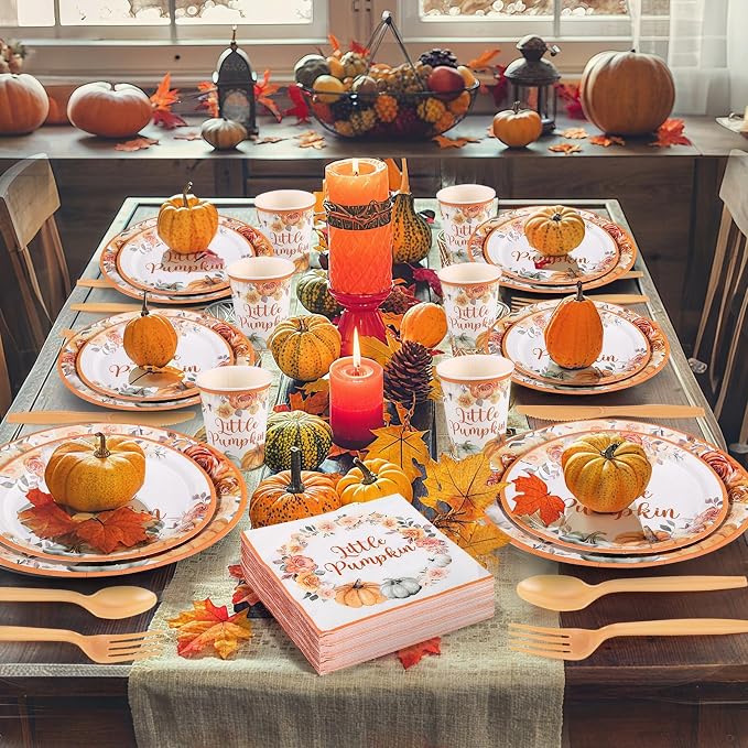 NatNarr 175 Pcs Little Pumpkin Baby Shower Party Decorations Includes Fall - Image 7