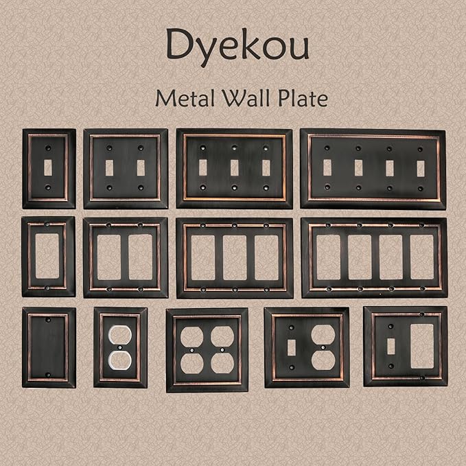 Metal Wall Plate for Electrical Outlets, Decorative Aged Bronze Switch Plates Outlet Cover, Light Switch Cover Plate, 2-Gang Wall Plates (Toggle/Decorator, 2 Pack)