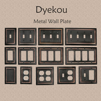 Metal Wall Plate for Electrical Outlets, Decorative Aged Bronze Switch Plates Outlet Cover, Light Switch Cover Plate, 3-Gang Wall Plates (Triple Toggle, 1 Pack)
