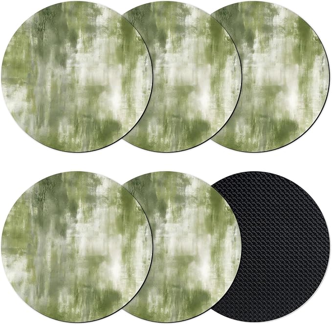 Sage Green Coasters Set of 6, Absorbent Coasters by Unknown