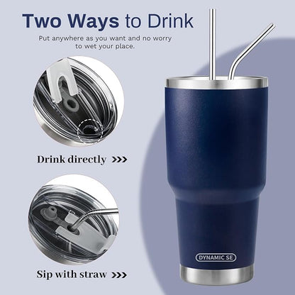 D·S 30 oz Navy Tumbler Double Wall Vacuum Insulated Travel Coffee Mug | Double - Image 3