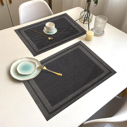 Black Gold Vinyl Placemats Set of 12, Heat Resistant Table Placemats | 18x12 - Image 6